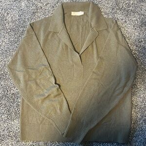 Everlane 100% cashmere polo sweater in khaki